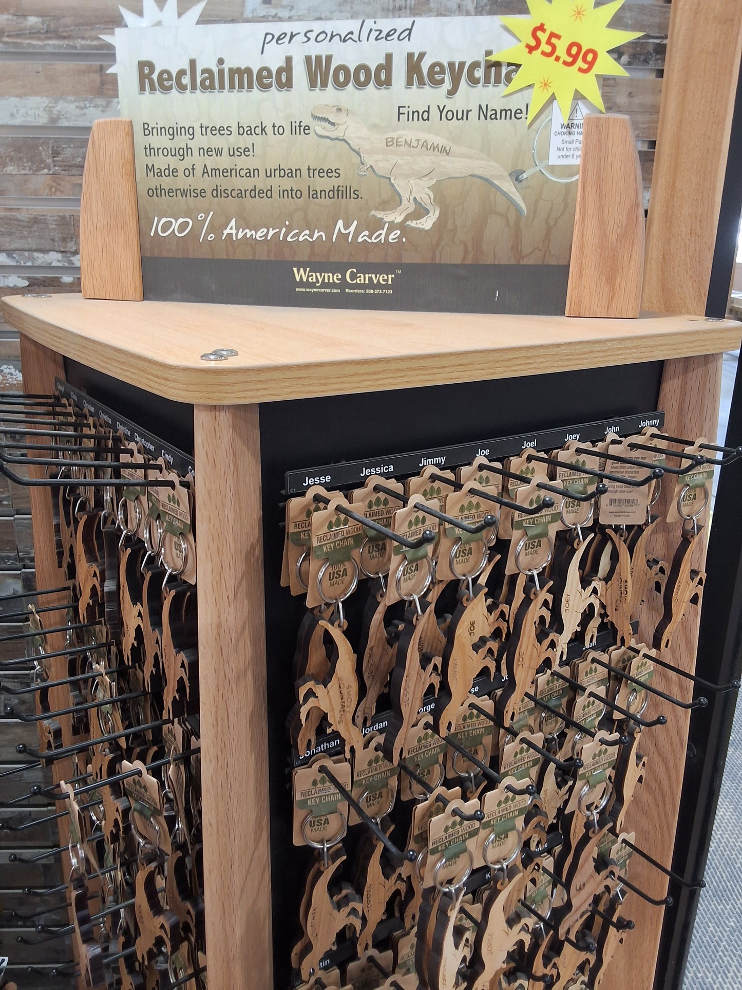 WOODEN DINO NAME KEYCHAIN