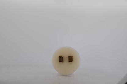 Custom gemstone earrings – emerald cut, smokytopaz
