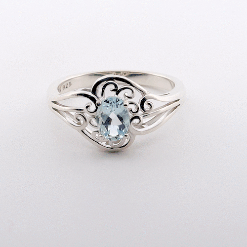 Aquamarine gemstone spinning display