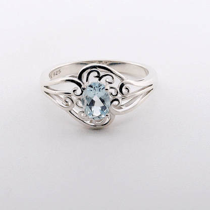 Aquamarine gemstone spinning display