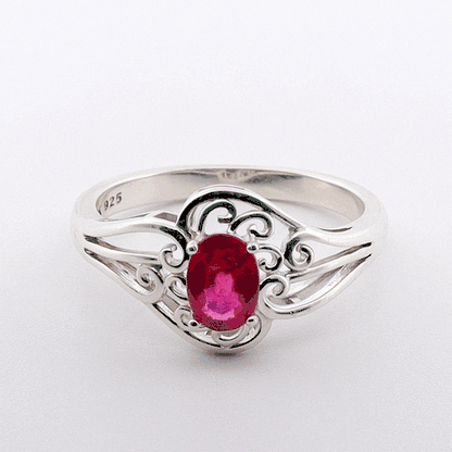 Enhanced ruby gemstone spinning display