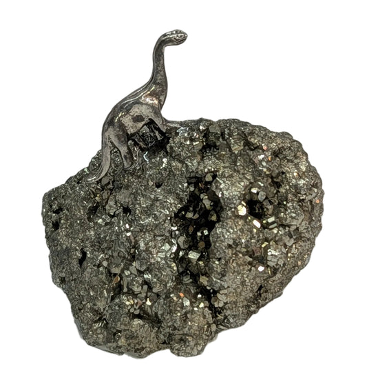 Brontosaurs on pyrite base