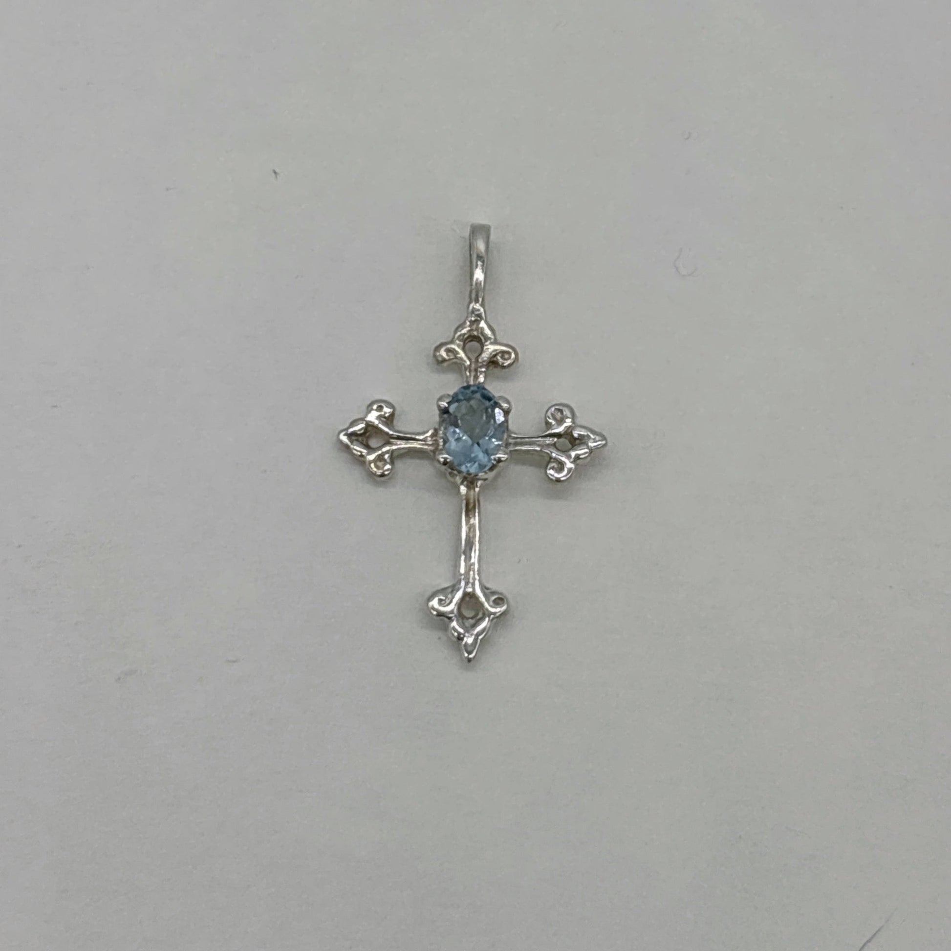 3177 Fancy Cross pendant (shown in aquamarine)