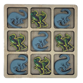 Wood Dinosaur Tic Tac Toe Game