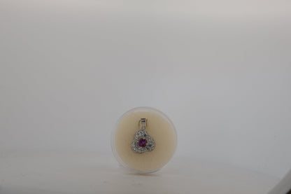 DC20077 halo clover pendant with amethyst