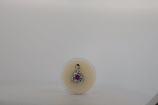 DC20077 halo clover pendant with amethyst