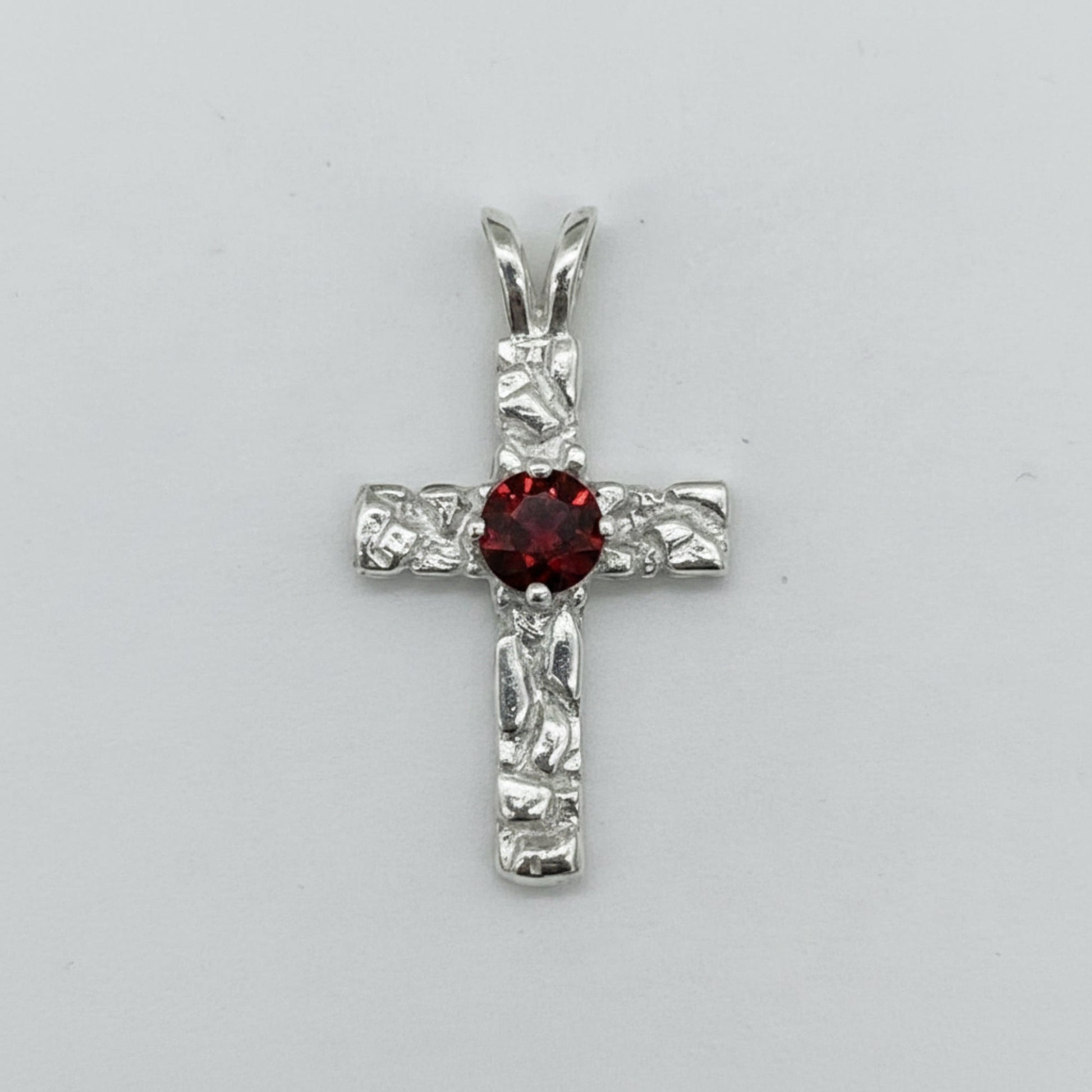 3176 Nugget Cross pendant (shown in garnet)