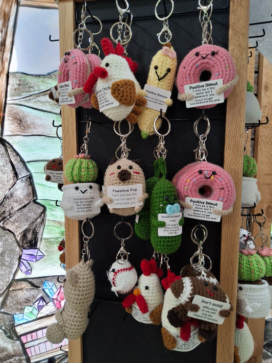 Positive Knitted Keychain